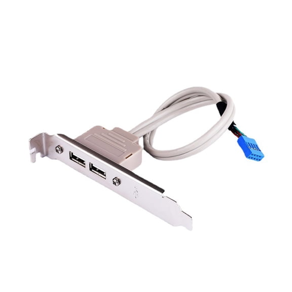 Full Size Bracket Motherboard 9pin to 2 Ports USB 2.0 Female Back Panel Header Connector Cable Adapter Length 30cm