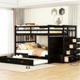 thumbnail image 1 of Full Size Bunk Bed With Storage Trundle And Strong Staircase - Solid Pine Wood, Organize Bedroom Space Durably Effectively, 96.9in.l X 58.4in.w 65.5in.h Over Drawers Wood Structure, Bedroom,, 1 of 7
