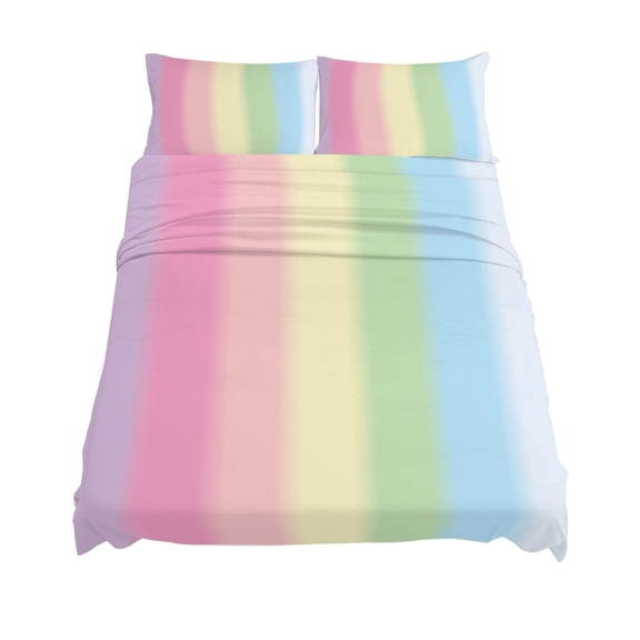 Full Size Candy Rainbow Sheet Sets Stripes Soft Breathable Microfiber Bed Sheets Deep Pockets 4 Piece Bed Sheets Set, 1 Fitted Sheet, 1 Flat Sheet & 2 Pillowcases