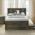 thumbnail image 1 of Full Size Captain Bed with Trundle, Farmhouse Style Wood Platform Bed Frame with Three Drawers and Storage Shelf  for Bedroom, Guestroom, Rustic Brown, 1 of 7