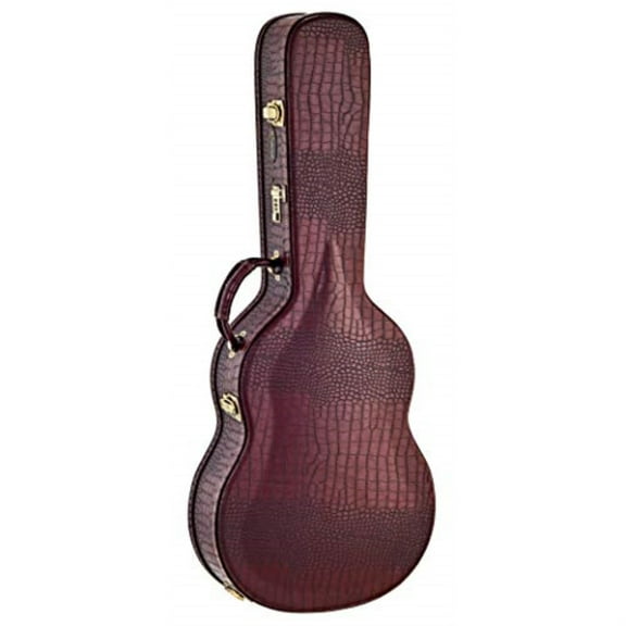 Full Size Classical Arched Deluxe Hardshell Case - 15 mm Velvet Padding - Modern Brown Croco with Vinatge Bronze Hardware