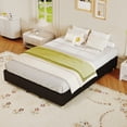 thumbnail image 1 of Full Size Cloud Bed Frame，Corduroy Low Bed Frame Without Headboard, Thick Fabric Upholstered Platform Bed, Solid Wood Legs, No Box Spring Needed, Never Squeak, Easy Assembly, Black, 1 of 8