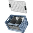 thumbnail image 1 of Full-Size Collapsible Crate - Heavy Duty Stackable Storage Bin with Lid & 2 Short-Ways Dividers, Durable Plastic Organizer for Home, Office, Garage & Outdoor Use (Navy Gray), 1 of 6