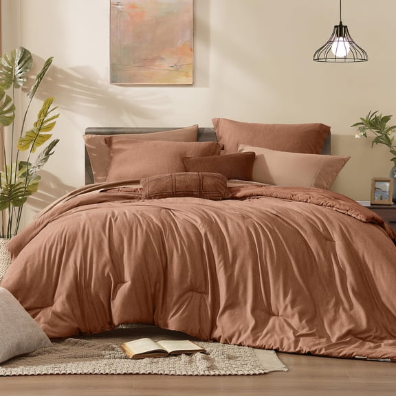 Full Size Comforter Set  Leaf Bedding For Bed Reversible Sets 7 Pieces Cationic Dyeing In A Bag With Sheets Pillowcases & Shams