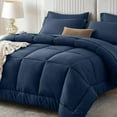 thumbnail image 1 of Full Size Comforter Sets, 7 Pieces Bed in a Bag Full, Complete Bedding Set Includes Comforter, Flat Sheet, Fitted Sheet, Pillowcases and Pillow Shams, Navy, 1 of 17