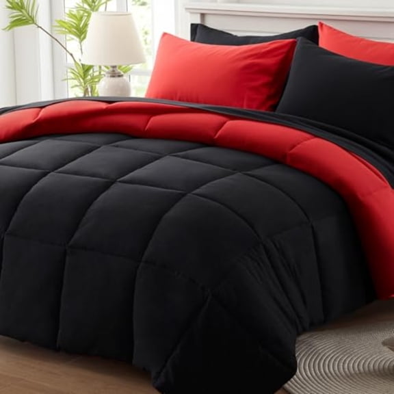 Full Size Comforter Sets 7 Pieces Black Bed in a Bag Bedding Set with 1 Comforter 8286 2 Pillow Shams 2 Pillowcases 1 Flat Sheet 1 Fitted Sheet(5475)