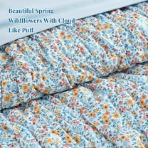 Full Size Comforter Sets-7 Pieces Puff Marigold Blue Floral Bedding Set for All Seasons