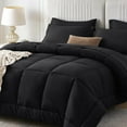 thumbnail image 1 of Full Size Comforter Sets Black, 7 Pieces Bed in a Bag Full, Complete Bedding Set Includes Comforter, Flat Sheet, Fitted Sheet, Pillowcases and Pillow Shams, Black, 1 of 18