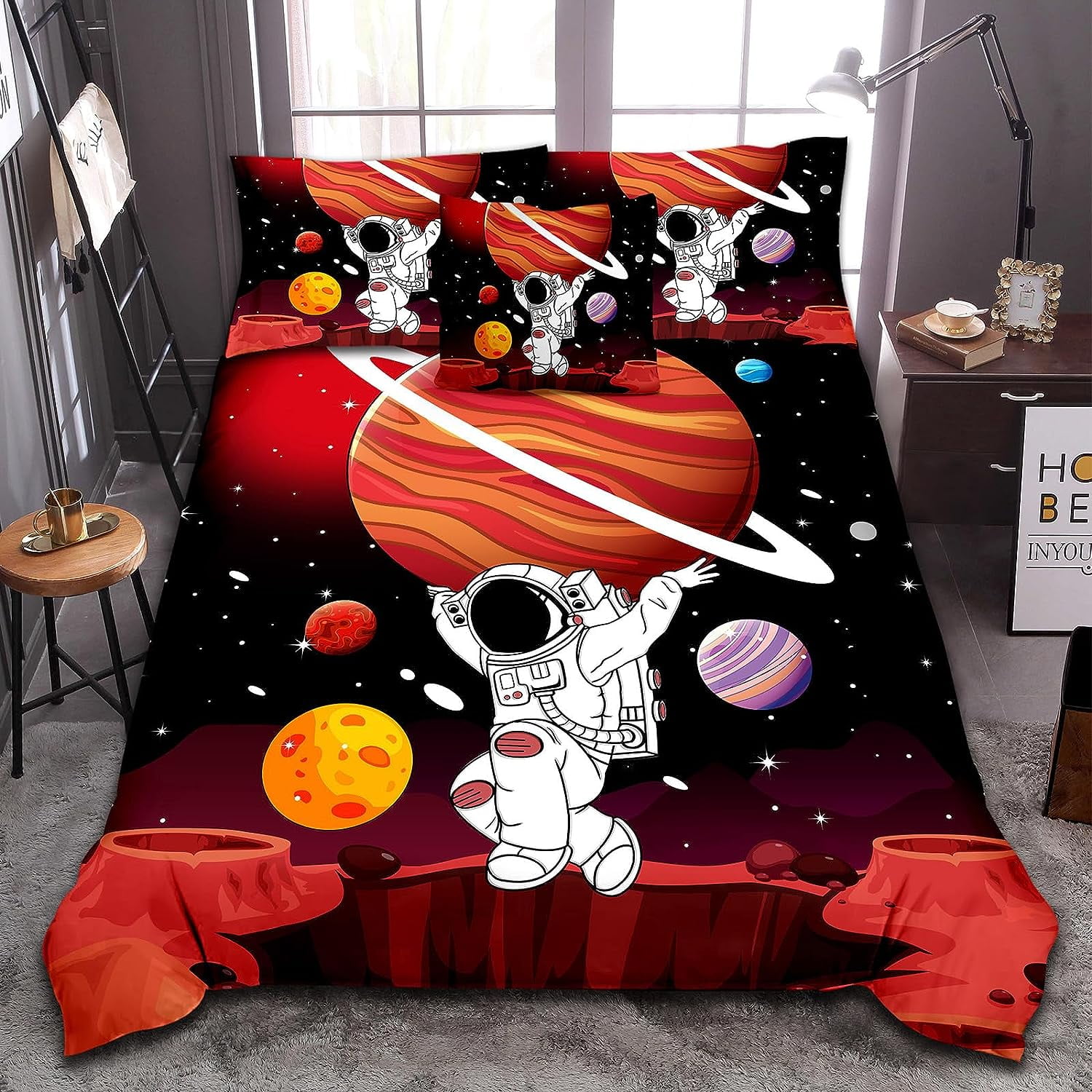 Full Size Comforter Sets for Boys, Astronaut Outer Space Bedding Set