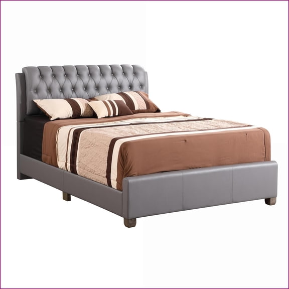 Full Size Contemporary Platform Bed Frame, Light Grey Durable Construction for Master/Guest Bedroom