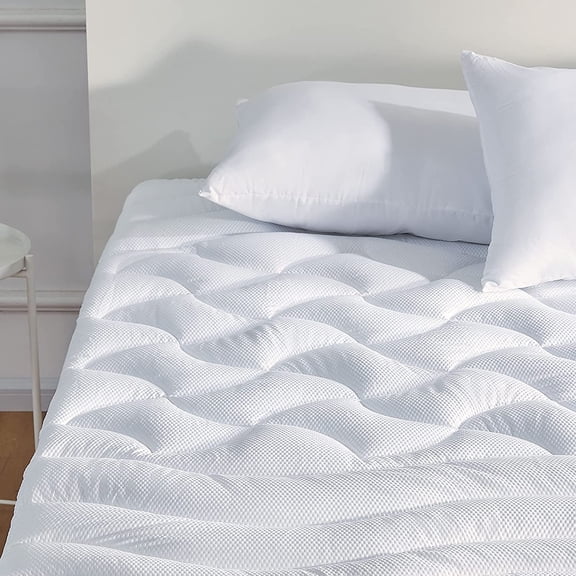 Full Size Cooling Mattress Topper with Zoned Support Breathable Washable Deep Pocket 8 to 21 Inches White