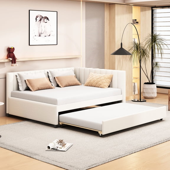 Full Size Daybed | Dirt-resistant Fabric, Trundle | Cozy Relaxation