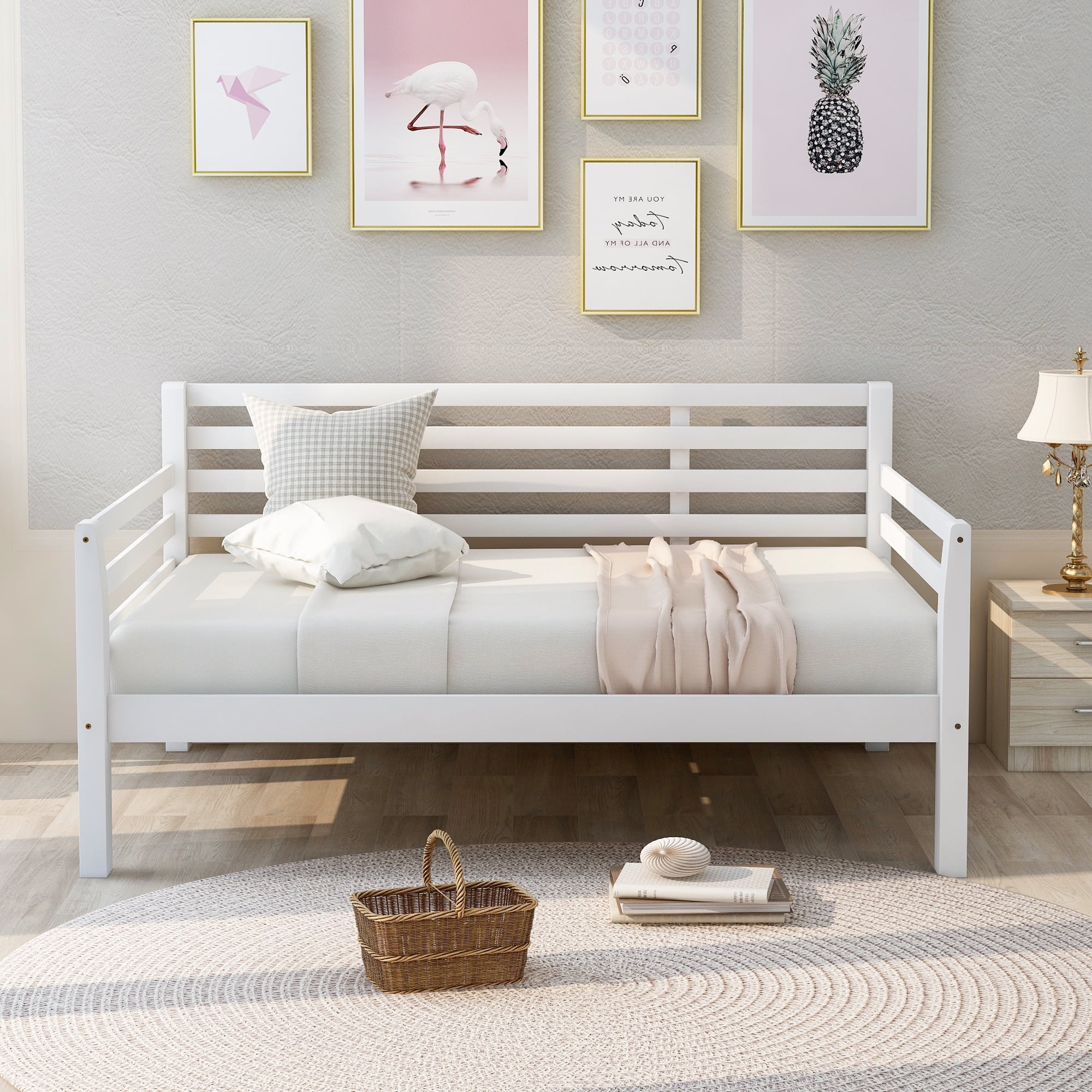 Full Size Daybed with Headboard Space Saver Full Sofa Bed Frame for Small Room Sturdy Wood Slats Support Platform Full Daybed No Box Spring Needed
