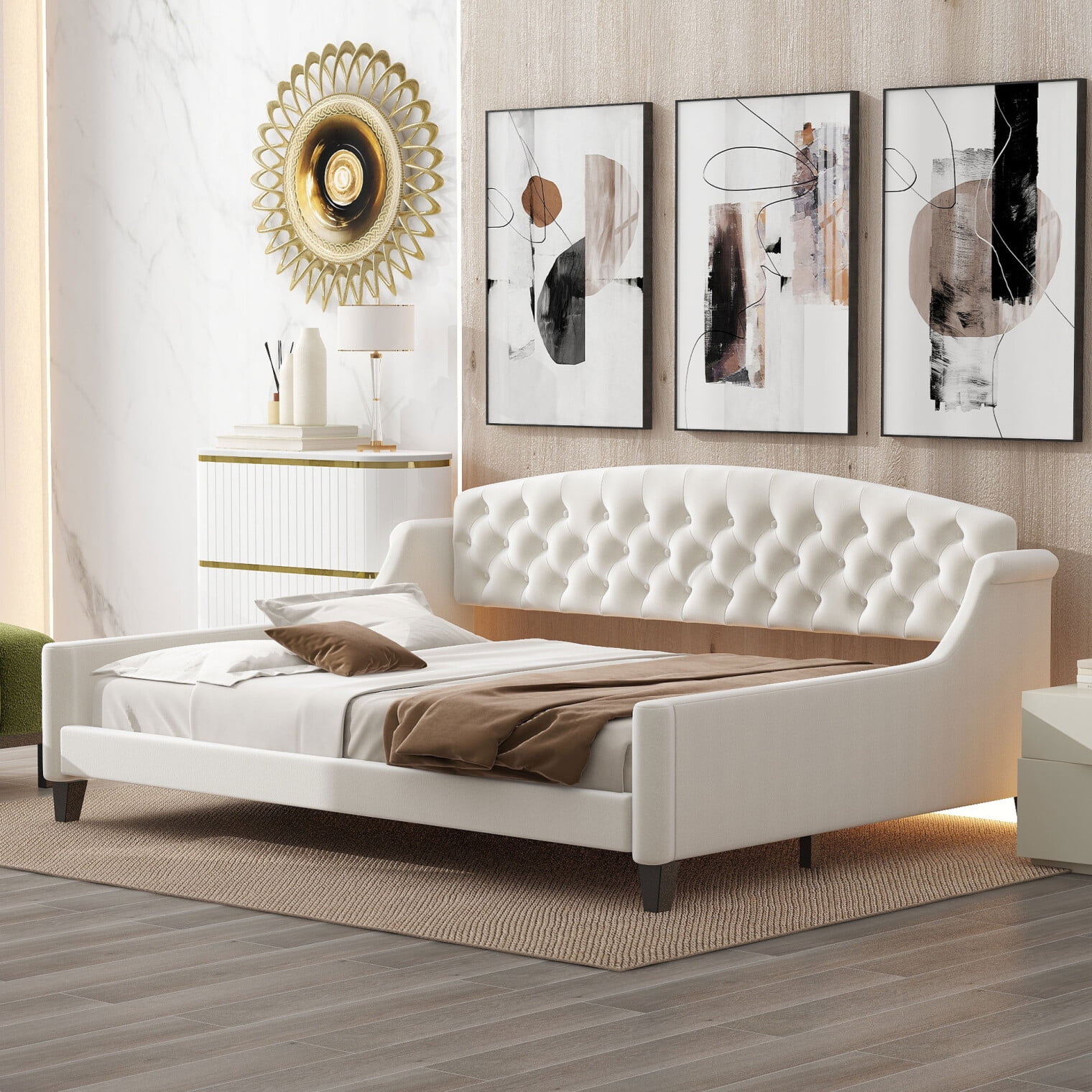 Full Size Daybed, Modern Luxury Tufted Button Upholstered Daybed Sofa ...