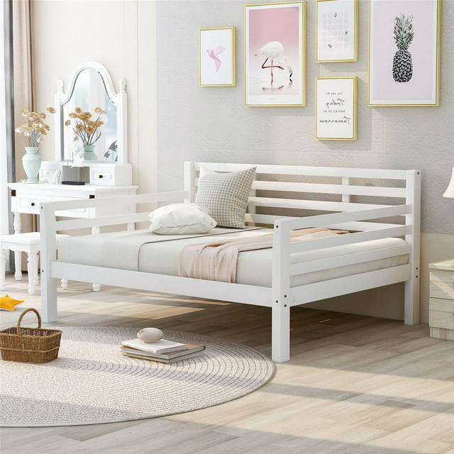 Full Size Daybed,Solid Wood Daybed Frame with Hollow Backrest and ...