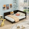 thumbnail image 1 of Full Size Daybed, Solid Wood Sofa Bed with Two-Side Rails, Day Bed Frame for Bedroom Living Room, No Box Spring Needed, Espresso, 1 of 10