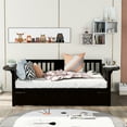 thumbnail image 1 of Full Size Daybed with Trundle Bed and Folding Side Tables, Wooden Sofa Bed with Three Sides Guardrails, Dual-use Daybed Suitable for Bedroom and Living Room, No Box Spring Required, Espresso, 1 of 7