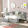 thumbnail image 1 of Full Size Daybed with Two Drawers, Full Size Wood Sofa Bed Frame with Arm Shelf for Kids Teens Adults,Bed Frame Elegant Furniture for Living Room ,Guest Room ,Children Room, No Box Spring Needed,Gray, 1 of 7