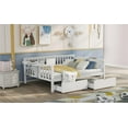 thumbnail image 1 of Full Size Daybed with Two Drawers, Solid Wood Daybed Frame with Small Tables on the Left and Right Sides, Wood Slat Support, No Box Spring Needed, White, 1 of 7