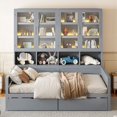 thumbnail image 1 of Full Size Daybed w/Glass Cabinet & LED - Gray, 1 of 25