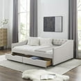 thumbnail image 1 of Full Size Daybed with 2 Storage Drawers, Button Tufted Upholstered Sofa Bed with Nail Head Trim, Daybed with Arms for Bedroom Living Room, Beige, 1 of 7