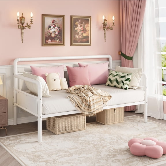 Full Size Daybed, with Classic Headboard and Steel Slat Support, Multi-Functional Day Bed for Living Room Bedroom Guest Room, No Box Spring Needed