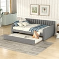 thumbnail image 1 of Triple Tree Velvet, Plywood Tufted Full Size Upholstered Daybed with Pull-out Trundle Bed Gray, 1 of 9