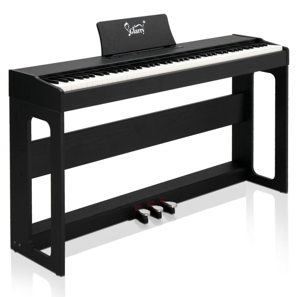 Full Size Digital Piano Keyboard, 88 Keys Weighted Electric Piano with Soft/Sustain/Sostenuto Pedals, Dual Bluetooth and Stereo Speakers for Beginner, Professional, GDP-104 (Black)