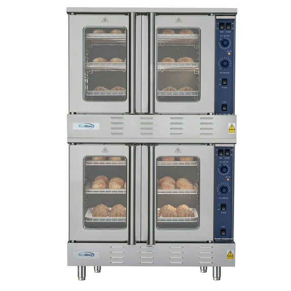Full Size Double Commercial Natural Gas Convection Oven 54,000 BTU With Stacking Kit