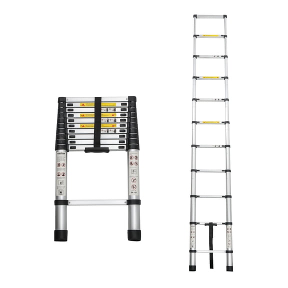 Full Size Extension Ladder, Telescoping Ladder 10.5FT, Telescopic Extension Ladder, Aluminum Alloy Folding Ladder Portable Multi-Purpose for Indoor Outdoor Work, Heavy Duty 300 lbs Load, Step Ladder