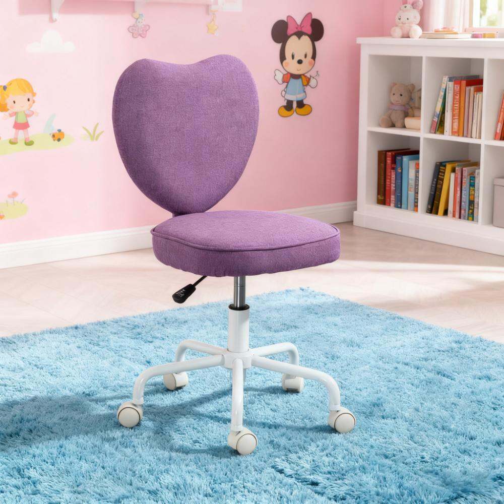 Full Size Fabric Accent Chairs, Heart Love Shaped Back Design Office Chair, Purple Accent Chairs,Fabric,Steel Modern Accent Chairs, Furniture Primary Living Space Chairs & Accent Seating