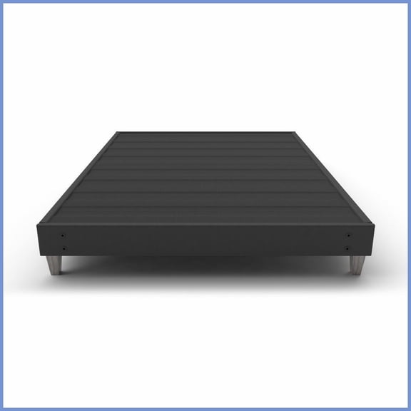 Full Size Fabric-Covered Platform Bed Frame with 6" Faux Wood Legs - Tool-Free Quick Setup for Guest Rooms