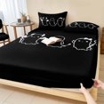 thumbnail image 1 of Full Size Fitted Sheet Set - Black Halloween 3 Piece Bedding Sets 16" Deep Pocket Fitted Sheet with 2 Pillowcases, Funny Ghost Cute Cartoon Spooky Brushed Microfiber Hotel Luxury Bed Sheets, 1 of 9