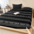 thumbnail image 1 of Full Size Fitted Sheet Set - Black White Geometric 3 Piece Bedding Sets 16" Deep Pocket Fitted Sheet with 2 Pillowcases Modern Striped Plaid Abstract Art Brushed Microfiber Hotel Luxury Bed Sheets, 1 of 9