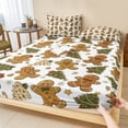 thumbnail image 1 of Full Size Fitted Sheet Set - Christmas 3 Piece Bedding Sets 16" Deep Pocket Fitted Sheet with 2 Pillowcases, Xmas Pine Tree Winter Snowflakes Brushed Microfiber Hotel Luxury Bed Sheets, 1 of 9
