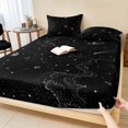 thumbnail image 1 of Full Size Fitted Sheet Set - Cosmic 3 Piece Bedding Sets 16" Deep Pocket Fitted Sheet with 2 Pillowcases, Black Grey Mystical Planet Universe Abstract Brushed Microfiber Hotel Luxury Bed Sheets, 1 of 9