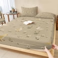 thumbnail image 1 of Full Size Fitted Sheet Set - Cute Duck Daisy 3 Piece Bedding Sets 16" Deep Pocket Fitted Sheet with 2 Pillowcases, Summer Spring Floral Sage Beige Brushed Microfiber Hotel Luxury Bed Sheets, 1 of 9