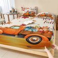 thumbnail image 1 of Full Size Fitted Sheet Set - Happy Fall 3 Piece Bedding Sets 16" Deep Pocket Fitted Sheet with 2 Pillowcases, Orange Truck Maple Branch Thanksgiving Rustic Brushed Microfiber Hotel Luxury Bed Sheets, 1 of 9