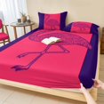 thumbnail image 1 of Full Size Fitted Sheet Set - Pink Navy Blue Flamingo 3 Piece Bedding Sets 16" Deep Pocket Fitted Sheet with 2 Pillowcases Summer Beach Coastal Modern Art Brushed Microfiber Hotel Luxury Bed Sheets, 1 of 9