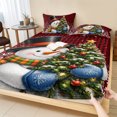 thumbnail image 1 of Full Size Fitted Sheet Set - Red Christmas 3 Piece Bedding Sets 16" Deep Pocket Fitted Sheet with 2 Pillowcases, Xmas Snowman Tree Snowflake Red Checked Brushed Microfiber Hotel Luxury Bed Sheets, 1 of 9