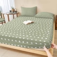 thumbnail image 1 of Full Size Fitted Sheet Set - Sage Green 3 Piece Bedding Sets 16" Deep Pocket Fitted Sheet with 2 Pillowcases, Abstract White Polka Dot Geometric Retro Art Brushed Microfiber Hotel Luxury Bed Sheets, 1 of 9
