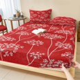 thumbnail image 1 of Full Size Fitted Sheet Set - Spring Flowers 3 Piece Bedding Sets 16" Deep Pocket Fitted Sheet with 2 Pillowcases, Retro Country Dandelion Floral Red Brushed Microfiber Hotel Luxury Bed Sheets, 1 of 9