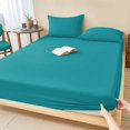 thumbnail image 1 of Full Size Fitted Sheet Set - Teal 3 Piece Bedding Sets 16" Deep Pocket Fitted Sheet with 2 Pillowcases Farmhouse Solid Turquoise Color Modern Art Brushed Microfiber Hotel Luxury Bed Sheets, 1 of 9