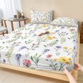 thumbnail image 1 of Full Size Fitted Sheet Set - Wildflowers Blossom 3 Piece Bedding Sets 16" Deep Pocket Fitted Sheet with 2 Pillowcases Spring Pastoral Botanical Flowers Rustic Brushed Microfiber Hotel Bed Sheets, 1 of 9