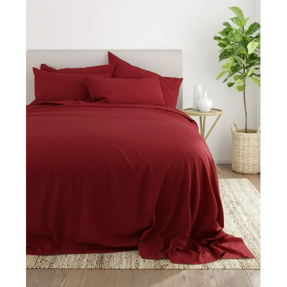 Full Size Flat Sheet Only - 700-Thread-Count Pure Egyptian Cotton Single Oversized Flat Sheet, 700TC Soft Breathabel Sateen Weave - Burgundy Color