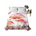 thumbnail image 1 of Twin XL Size Flat Sheet Only, Pink Mushroom Soft Brushed Microfiber Bed Sheets, Spring Botanical Floral Summer Hotel Quality Breathable Bedding Top Sheet, Easy Care, 66"x102", 1 of 9