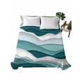 thumbnail image 1 of Full Size Flat Sheet Only, Turquoise Ombre Soft Brushed Microfiber Bed Sheets, Modern Geometric Moire Abstract Art Hotel Quality Breathable Bedding Top Sheet, Easy Care, 66"x102", 1 of 9