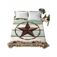 thumbnail image 1 of Twin XL Size Flat Sheet Only, Western Texas Star Green Soft Brushed Microfiber Bed Sheets, Farmhouse Brown Country Vintage Hotel Quality Breathable Bedding Top Sheet, Easy Care, 66"x102", 1 of 9