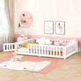 Full Size Floor Bed for Kids, Wood Montessori Bed with Slats, Safety