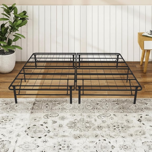 Full Size Folding Bed Frame, Heavy Duty Full Metal Platform with 14" Underbed Storage, Easy Tool-Free Assembly, No Box Spring Needed
